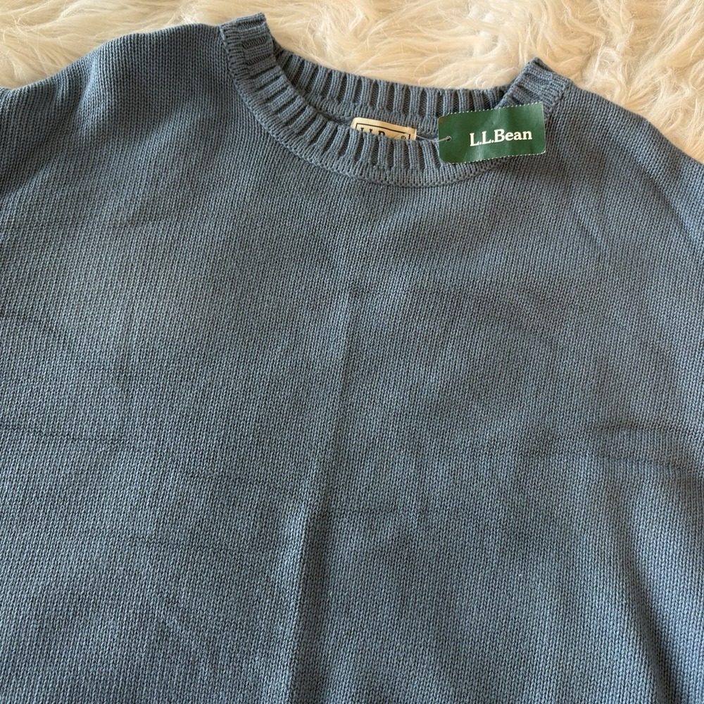 VTG L.L. Bean Sweater Mens XL Pullover‎ Cotton Double L Cotton Bayside Blue NWT